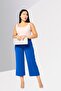 Women Regular Fit Textured Straight Leg Pants, Blue - 2