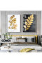 Amazing |   Gold Leaf Combination (Leaf) | Framed Glass Table 2 Pieces Vertical