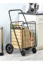 Foldable Shopping Trolley with Wheels, Black, 80kg Max Load - 7