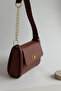 Women's Flap Shoulder Bag – Adjustable Strap Chain Detail - 7