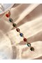 Square Colored Stone Low-Cut Y Necklace Gold-Yellow Color Chain - 2