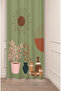 Floral Bohemian Minimalist Leaf Vase Beige Patterned Special Design Digital Printed (Single Wing) Background Curtain