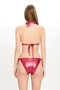 Women's Leather Look Double Spaghetti Wide Triangle Bikini Set 25Sw019St - 4