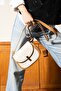 Women's Cream-Camel 3 Compartment Lock Detailed Crossbody and Shoulder Bag - 3