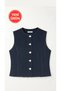 Women's Basic Buttoned Denim Vest with Stitching Detail