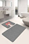 Black and White Checkerboard Floor Kiss Throwing Girl 2-Piece Non-Slip Base Bathroom & Kitchen Mat Set - 2