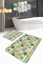 Green Striped Pineapple Flamingo Designed 2-Piece Non-Slip Base Bathroom & Kitchen Mat Set - 2