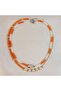 Orange White Sand Beaded Seashell Pearl 2-Piece Handmade Summer Necklace Set–Bohemian Pearl Necklace - 2