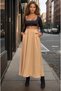 Women's New Season Caramel Elastic Waist A-Line Casual Long High Waist Kupra Skirt 3676286