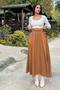 Women's Tan Elastic Casual Skirt - 700-3676 - 8