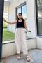 Women's Stone Muslin Elastic Comfortable Fit Loose Trousers - 700-3416 - 4