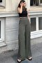 Women's Khaki Cargo Pocket Elastic Waist Beige Palazzo Trousers - 700-3600 - 6