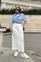 Women's Ecru Ankle Length Elastic Lycra Pencil Skirt - 700-3503 - 5
