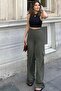 Women's Khaki Cargo Pocket Elastic Waist Beige Palazzo Trousers - 700-3600 - 4