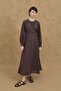 Rib Detailed Voile Dress Brown - 2