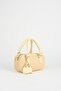 Women's Cedar Wicker Yellow Zipper Closure Handbag and Shoulder Bag with Charm Accessories - 2