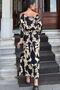 Women's Black Shawl Patterned Viscose Dress with Shoulder Detail and Elastic Waist - 700-3628 - 5