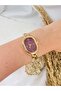 Oval Vintage Gold Inside Burgundy Women Wrist Watch