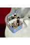 Makeup Bag with Mirror Leather Finish Cosmetic Organizer for Travel and Daily Use