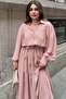 Women's Powder Pompom Aerobin Self-Textured Drawstring Plus Size Comfortable Fit Dress - 700-3550 - 5