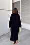 Women's Black Oversized Pocket Detailed Muslin Dress - 700-3440 - 4