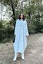 Women's Ecru Oversized Long Loose Linen Shirt Dress - 700-3282 - 6
