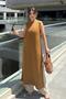 Women's Coffee-Colored Scuba Dress Tunic with Slit and Button Detail - 700-3561 - 4