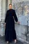 Women's Black Self-Textured Lace Detailed Dress - 700-3617 - 3