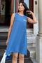 Women's Wide Cut Midi Dress with Straw Pockets - 700-2887 - 3