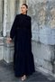 Women's Black Self-Textured Lace Detailed Dress - 700-3617 - 2