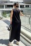 Women's Black Scuba Dress Tunic with Slit and Button Detail - 700-3561 - 5