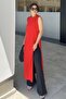 Women's Red Slit and Button Detailed Scuba Dress Tunic - 700-3561 - 4