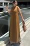 Women's Coffee-Colored Scuba Dress Tunic with Slit and Button Detail - 700-3561 - 2