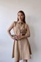 Women's Beige Double Pocket Belted Shirt Dress - 700-2945 - 4
