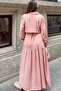 Women's Powder Pompom Aerobin Self-Textured Drawstring Plus Size Comfortable Fit Dress - 700-3550 - 7