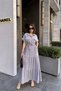 Women's Gray Kupra Ruffled Safari Long Dress with Pockets and Belt - 700-3336 - 5