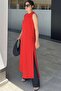 Women's Red Slit and Button Detailed Scuba Dress Tunic - 700-3561 - 5