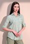 Women's Mint Pocket Detailed Striped Shirt - 700-3266 - 6