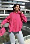 Women's Fuchsia Ruffle Cotton Linen Shirt - 700-3570 - 2