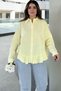Women's Yellow Ruffled Cotton Linen Shirt - 700-3570 - 5