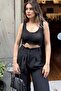 Women's Black Crop Blouse - 700-t202