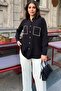Women's Casual Black Pearl Detailed Shirt - 700-3594 - 7