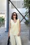 Women's Yellow Muslin Straw Detailed Blouse - 700-3424 - 5