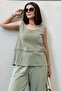 Women's Khaki Muslin Strap Blouse with Stitching Detail - 700-3423