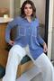 Women's Blue Pearl Detailed Shirt - 700-3594 - 2