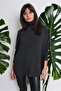 Women's Anthracite Turtleneck Casual Knit Blouse - 700-K4609