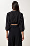 Linen Crop Blouse Pants Set Black Lrv0107 - 6