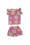 Girl's Plum Colored Daisy Patterned Shorts Set of 2