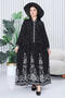 Women's Patterned Plus Size Hijab Viscose Dress Black - 2