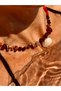 Red Drawstring Natural Stone Chakra Women's Necklace with Oyster Detail - 2